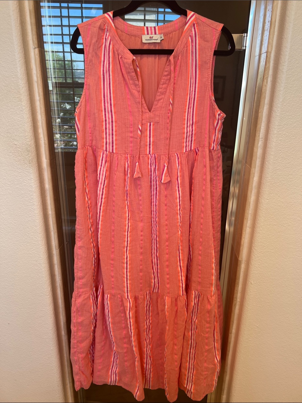 Vineyard Vines Striped Neon Pop Tiered Breezy Maxi Dress